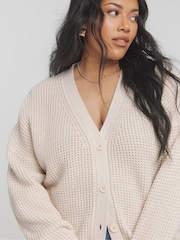 Simply Be Natural Boyfriend Waffle Cardigan - Image 4 of 4