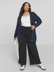 Simply Be Blue Boyfriend Waffle Cardigan - Image 3 of 4