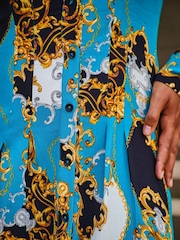 Sosandar Blue Multi Print Midi Shirt Dress - Image 5 of 5
