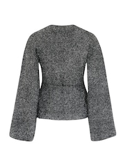 Pour Moi Silver Elle Sparkle Knit Ballet Flare Sleeve Top - Image 4 of 4