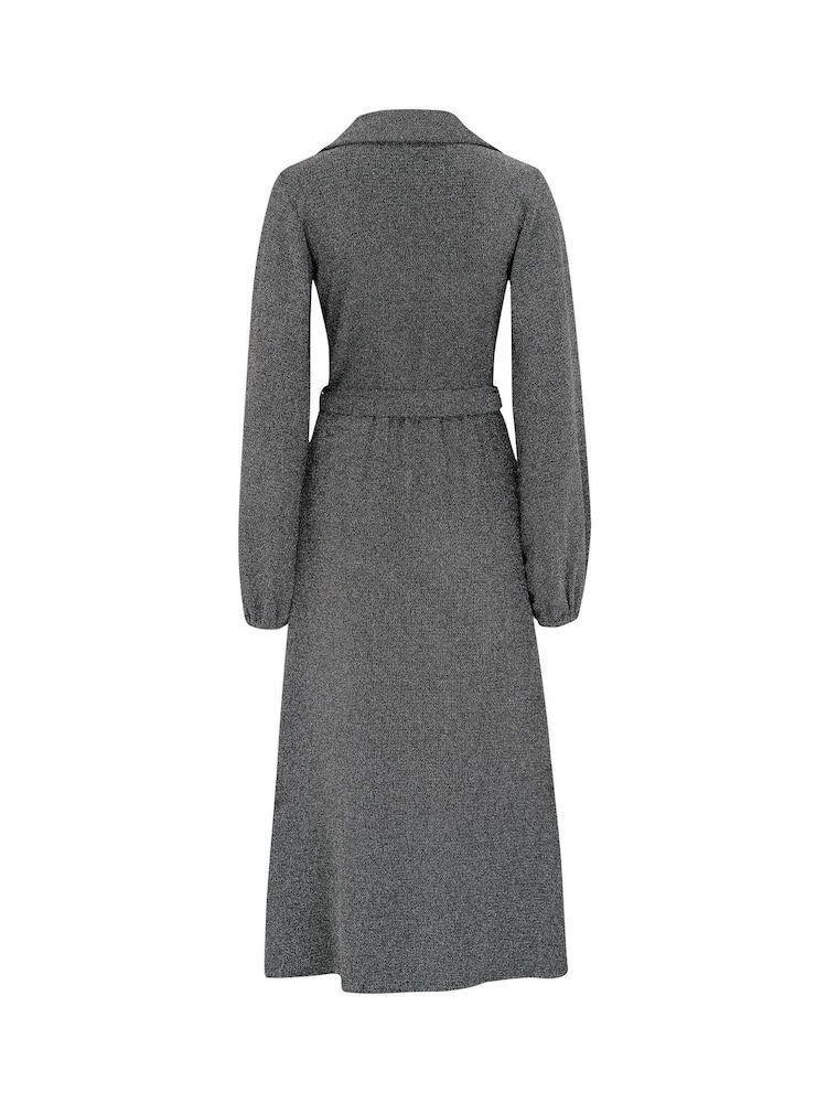 Pour Moi Silver Emily Sparkle V-Neck Tie Waist Midi Dress - Image 4 of 4