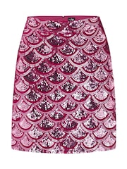 Pour Moi Pink Selena Velvet Sequin Mini Skirt - Image 3 of 4