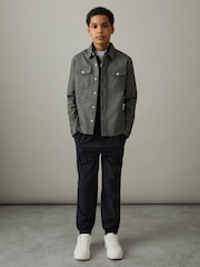 Reiss Sage Whisper 9-13 yrs Twin Pocket Textured Overshirt - Image 1 of 4