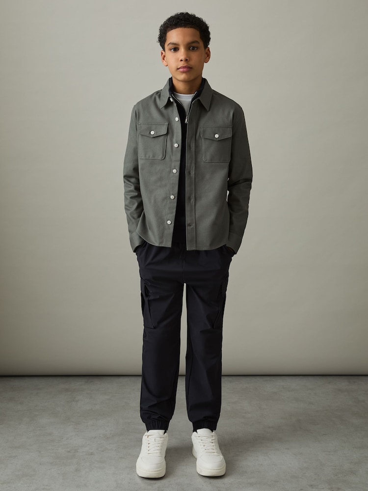Reiss Sage Whisper 9-13 yrs Twin Pocket Textured Overshirt - Image 1 of 4