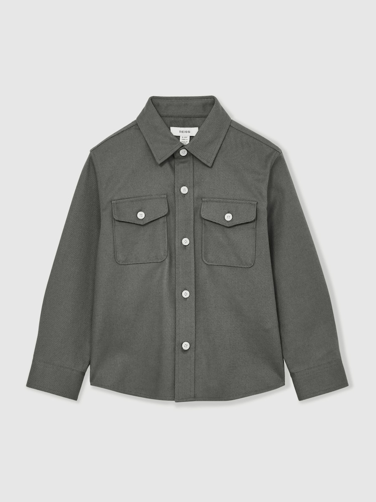 Reiss Sage Whisper 9-13 yrs Twin Pocket Textured Overshirt - Image 2 of 4