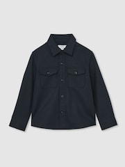 Reiss Navy Whisper 9-13 yrs Twin Pocket Textured Overshirt - Image 2 of 4
