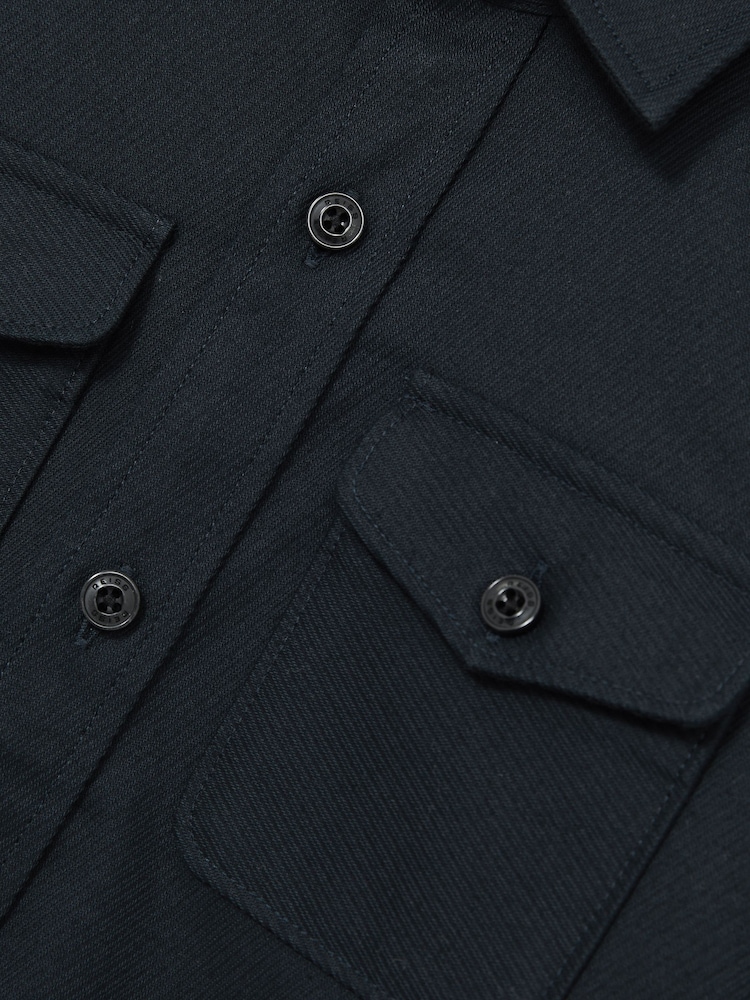 Reiss Navy Whisper 9-13 yrs Twin Pocket Textured Overshirt - Image 4 of 4