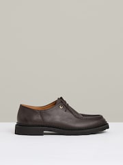 Reiss Dark Brown Hatton Leather Moccasin-Toe Lace-Up Shoes - Image 1 of 6