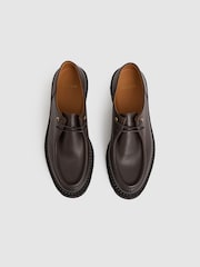 Reiss Dark Brown Hatton Leather Moccasin-Toe Lace-Up Shoes - Image 3 of 6