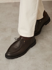 Reiss Dark Brown Hatton Leather Moccasin-Toe Lace-Up Shoes - Image 6 of 6