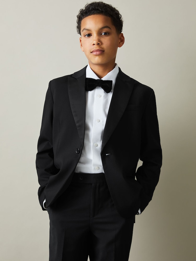 Reiss Black Knightsbridge Wool-Blend Single-Breasted Tuxedo Jacket - Image 1 of 4