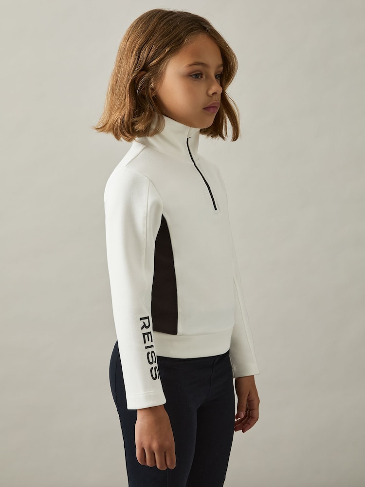 Blanco/Negro - Reiss Brina Funnel Neck Base Layer Top - Imagen 1 de 4