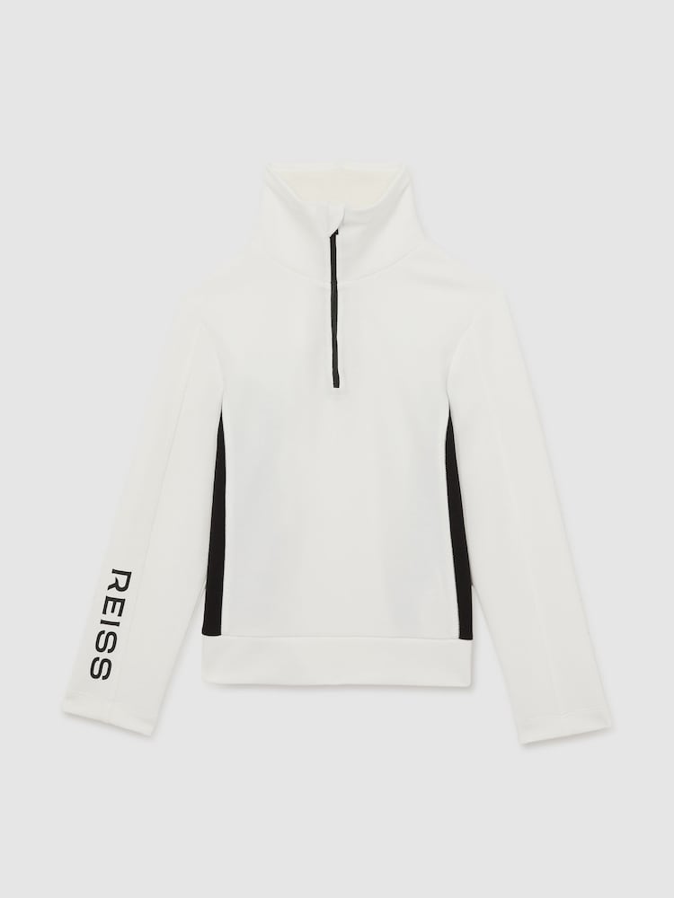 Blanco/Negro - Reiss Brina Funnel Neck Base Layer Top - Imagen 2 de 4