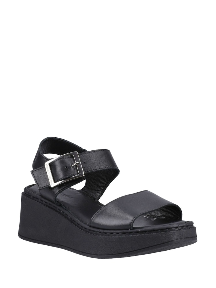 Hush Puppies Beatrix Wedge Black Sandals - Image 1 of 4