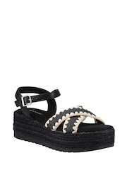 Hush Puppies Jemma Espadrille Black Sandals - Image 1 of 4