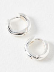 Oliver Bonas Silver Tone Ona Ripple Wave Silver Plated Huggie Hoop Earrings Small - Image 3 of 3
