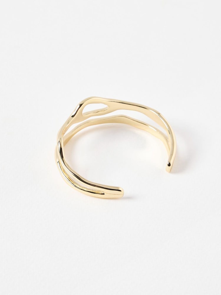Oliver Bonas Gold Tone Ilse Wavy Double Row Bangle - Image 2 of 3