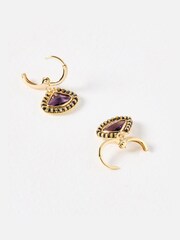 Oliver Bonas Pink Carley Triangular Stone Drop Earrings - Image 2 of 3