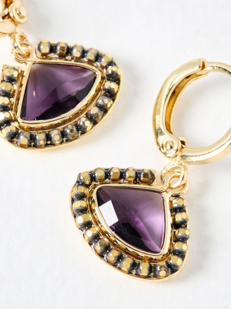 Oliver Bonas Pink Carley Triangular Stone Drop Earrings - Image 3 of 3 Oliver Bonas Pink Carley Triangular Stone Drop Earrings - Image 3 of 3