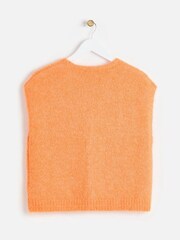 Oliver Bonas Orange Button Up V-Neck Knitted Waistcoat - Image 2 of 5