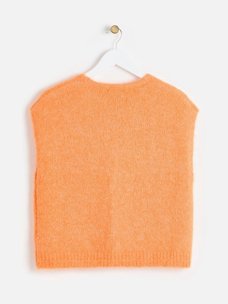 Oliver Bonas Orange Button Up V-Neck Knitted Waistcoat - Image 2 of 5 Oliver Bonas Orange Button Up V-Neck Knitted Waistcoat - Image 2 of 5