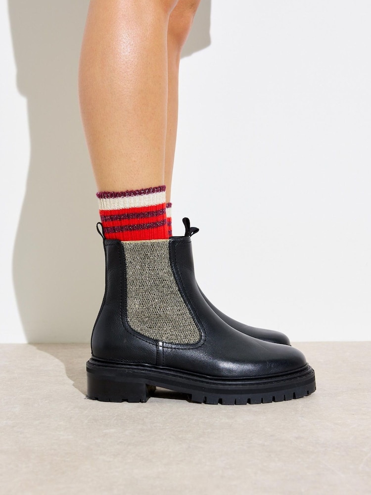 Oliver Bonas Black Chunky Sparkly Chelsea Boots - Image 1 of 7 Oliver Bonas Black Chunky Sparkly Chelsea Boots - Image 1 of 7