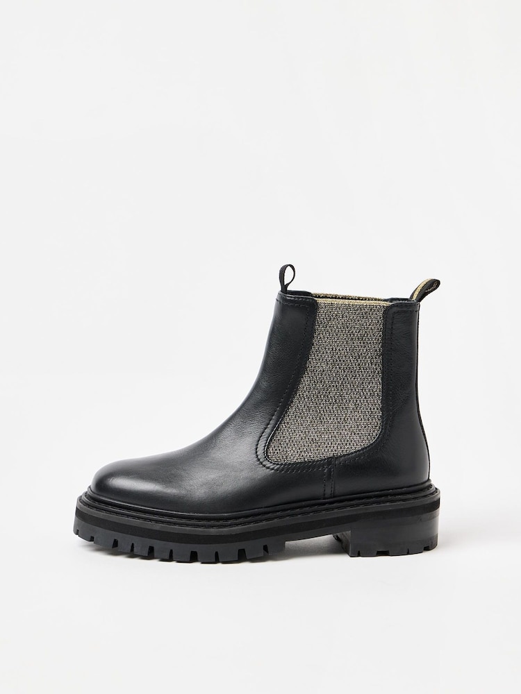 Oliver Bonas Black Chunky Sparkly Chelsea Boots - Image 2 of 7