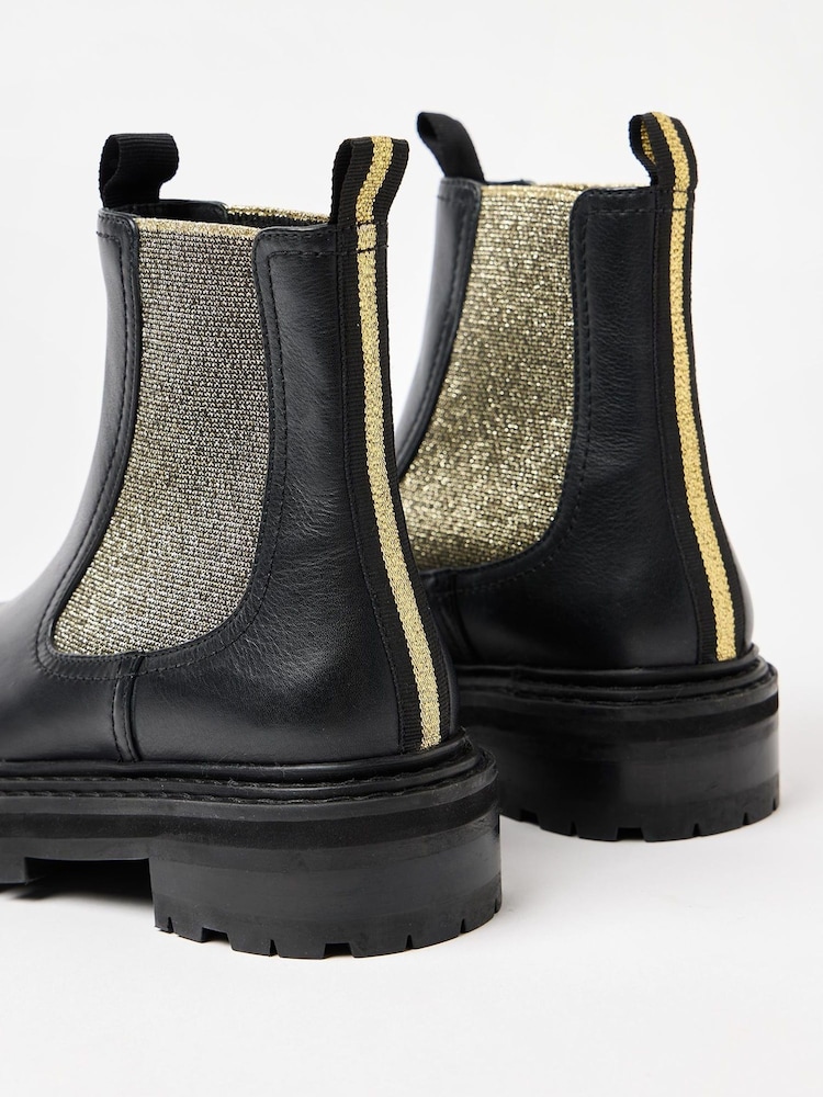 Oliver Bonas Black Chunky Sparkly Chelsea Boots - Image 7 of 7 Oliver Bonas Black Chunky Sparkly Chelsea Boots - Image 7 of 7