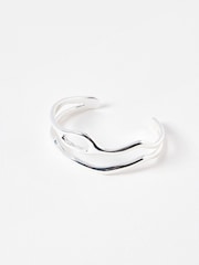 Oliver Bonas Silver Tone Ilse Wavy Double Row Silver Bangle - Image 1 of 3