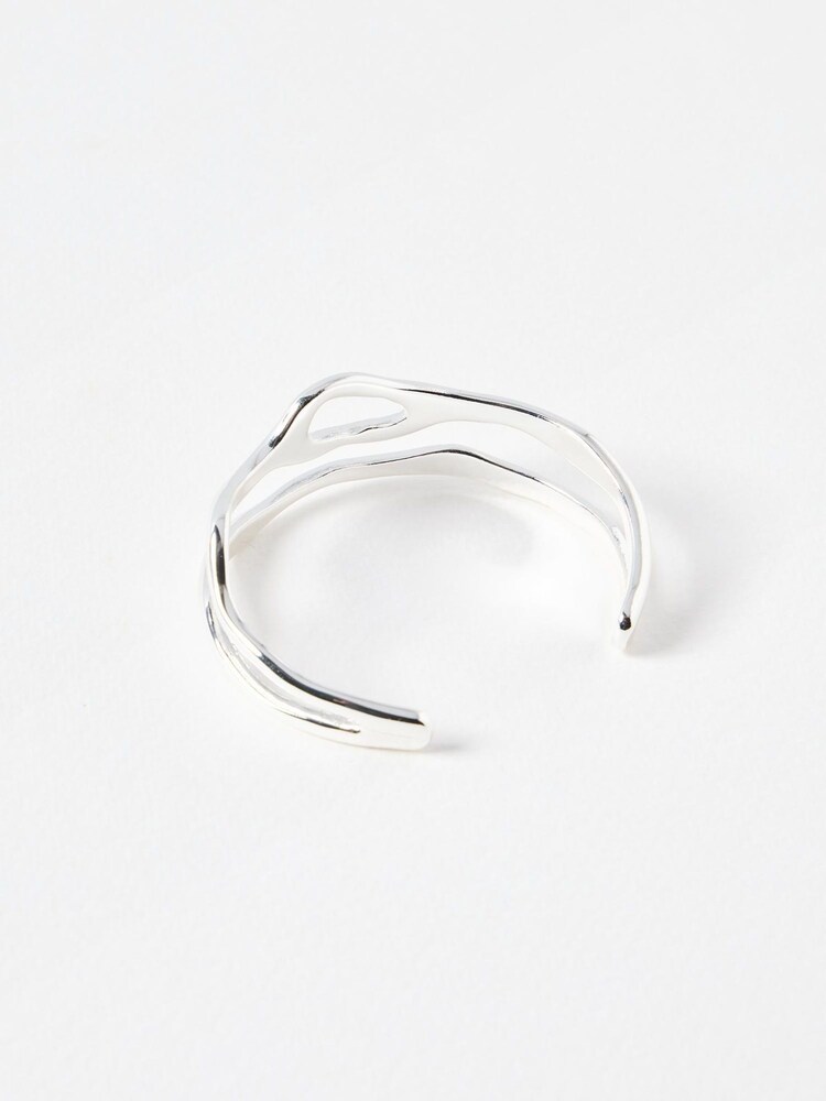 Oliver Bonas Silver Tone Ilse Wavy Double Row Silver Bangle - Image 2 of 3