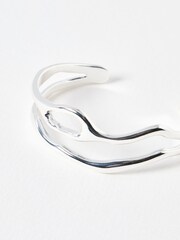 Oliver Bonas Silver Tone Ilse Wavy Double Row Silver Bangle - Image 3 of 3