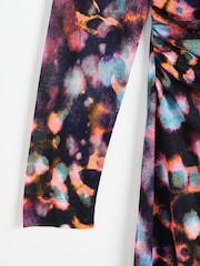 Oliver Bonas Black Abstract Print Ruched Midi Dress - Image 6 of 6