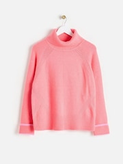 Oliver Bonas Pink Coral Roll Neck Knitted Jumper - Image 1 of 6