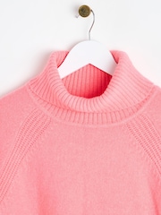 Oliver Bonas Pink Coral Roll Neck Knitted Jumper - Image 3 of 6