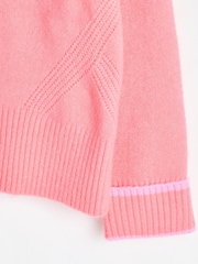 Oliver Bonas Pink Coral Roll Neck Knitted Jumper - Image 5 of 6