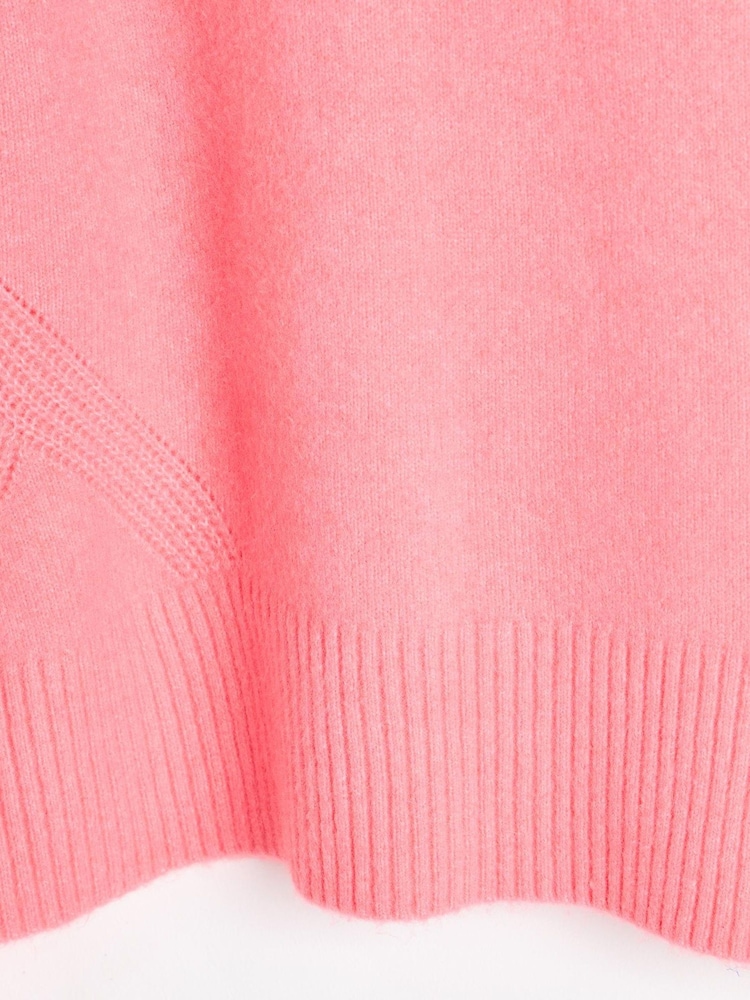 Oliver Bonas Pink Coral Roll Neck Knitted Jumper - Image 6 of 6