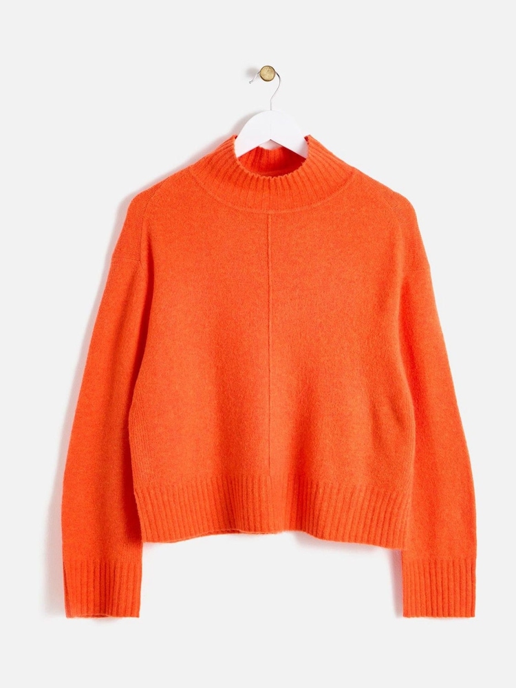 Oliver Bonas Orange Funnel Neck Knitted Jumper - Image 1 of 5 Oliver Bonas Orange Funnel Neck Knitted Jumper - Image 1 of 5