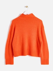 Oliver Bonas Orange Funnel Neck Knitted Jumper - Image 2 of 5