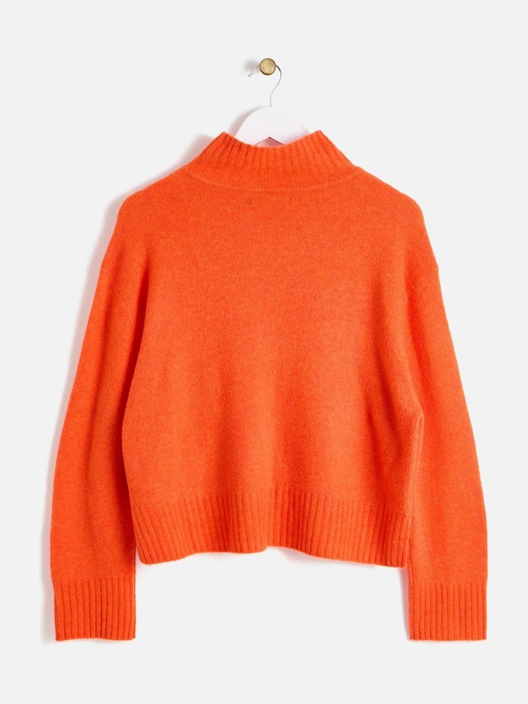 Oliver Bonas Orange Funnel Neck Knitted Jumper - Image 2 of 5 Oliver Bonas Orange Funnel Neck Knitted Jumper - Image 2 of 5