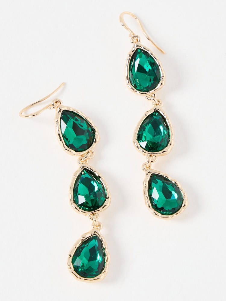 Oliver Bonas Green Intira Tiered Teardrop Stud Earrings - Image 4 of 4 Oliver Bonas Green Intira Tiered Teardrop Stud Earrings - Image 4 of 4