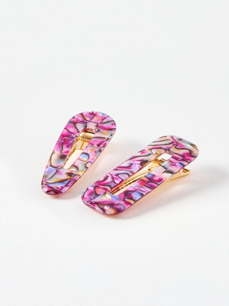 Oliver Bonas Purple Zariah Shimmer Hair Clips Set of 2 - Image 1 of 3