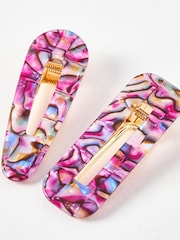 Oliver Bonas Purple Zariah Shimmer Hair Clips Set of 2 - Image 3 of 3