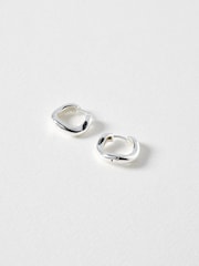 Oliver Bonas Silver Tone Ona Ripple Wave Silver Plated Clicker Hoop Large Earrings - Image 1 of 3