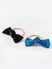 Oliver Bonas Black Inez Bow Hair Bands Set of 2 - Image 1 of 4