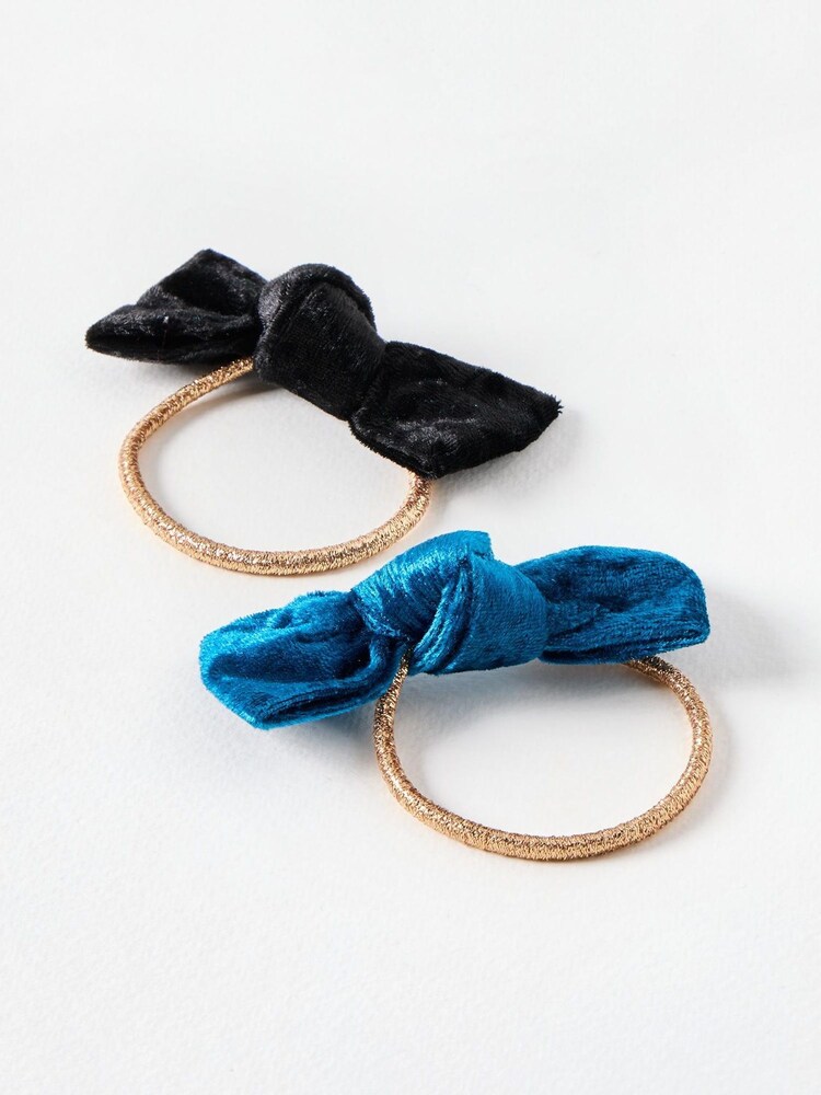 Oliver Bonas Black Inez Bow Hair Bands Set of 2 - Image 2 of 4