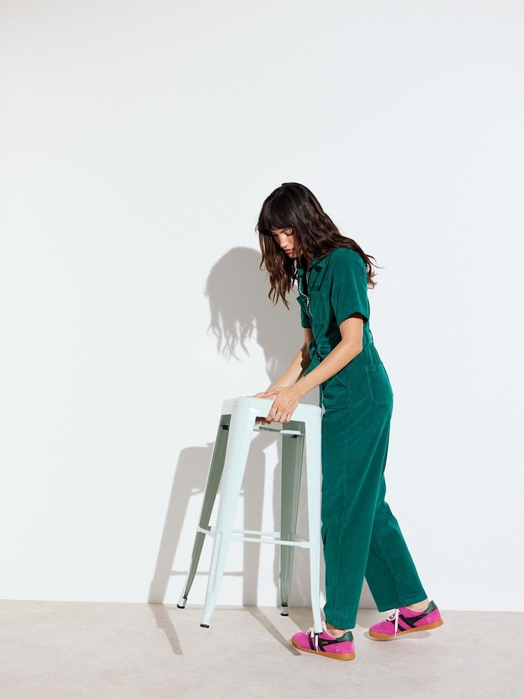 Oliver Bonas Green Jade Corduroy Short Sleeve Jumpsuit - Image 2 of 8