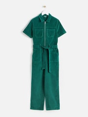 Oliver Bonas Green Jade Corduroy Short Sleeve Jumpsuit - Image 3 of 8
