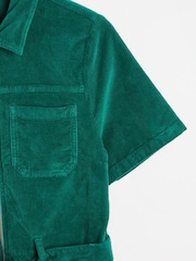 Oliver Bonas Green Jade Corduroy Short Sleeve Jumpsuit - Image 6 of 8