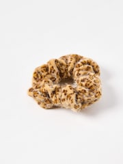 Oliver Bonas Brown Carolina Faux Fur Leopard Print Hair Scrunchie - Image 1 of 3