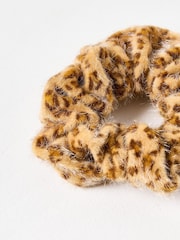 Oliver Bonas Brown Carolina Faux Fur Leopard Print Hair Scrunchie - Image 2 of 3